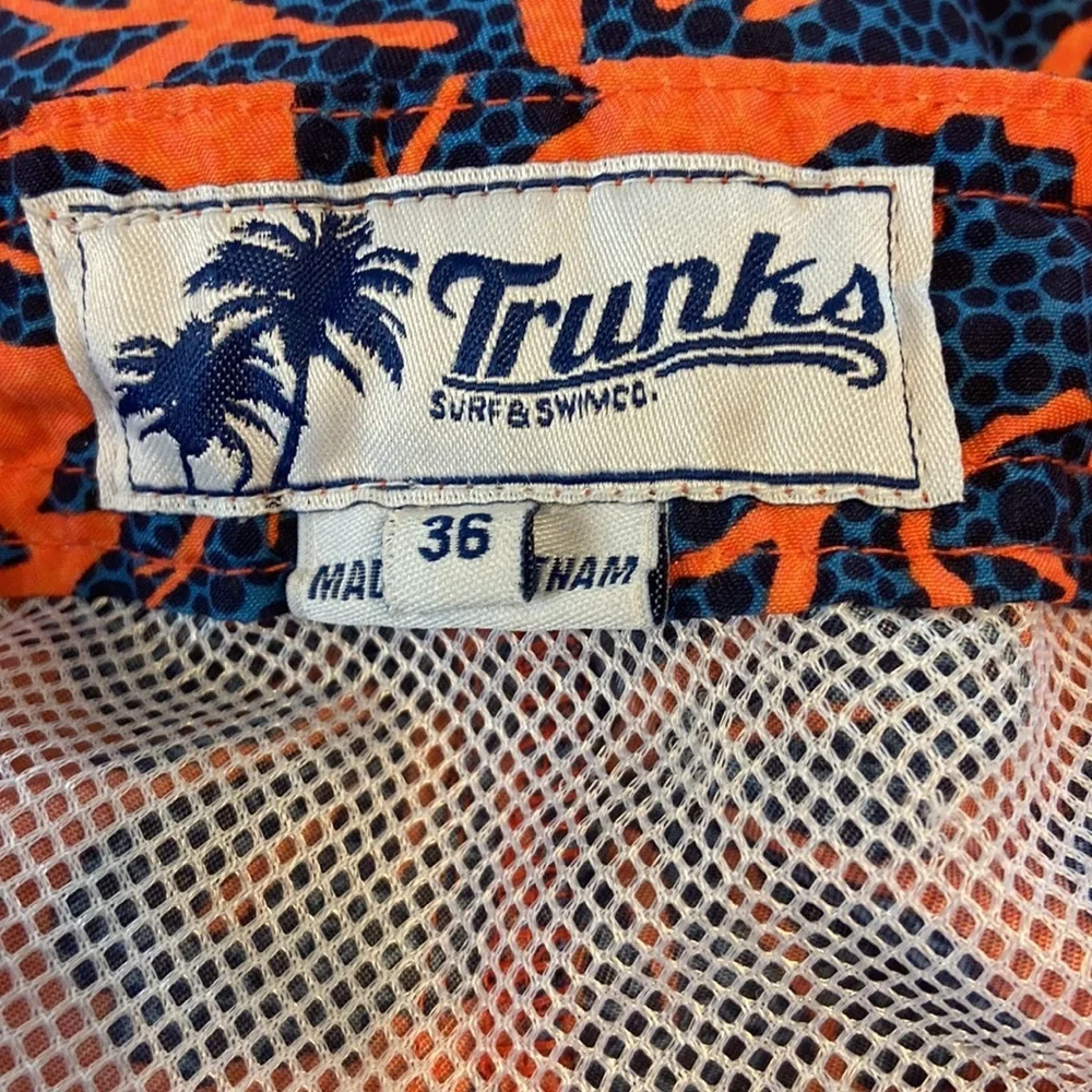 Men's Floral Swim Board Shorts - Orange and Blue